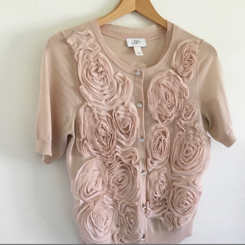 Ann Taylor LOFT rose chiffon cardigan​ - Picture 2 of 3